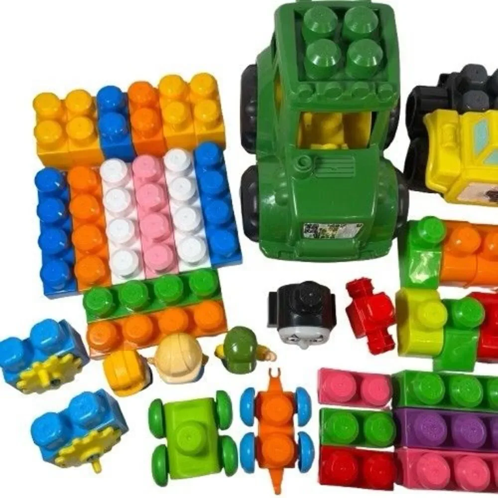 Mega Blok Lot Big Blocks Large Toddler-Friendly Building Toys Cars People Truck